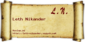 Leth Nikander névjegykártya